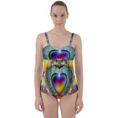 Rainbow Fractal Twist Front Tankini Set