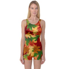 Autumn Leaves One Piece Boyleg Swimsuit by BangZart