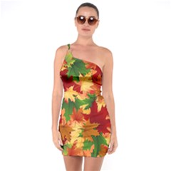 Autumn Leaves One Soulder Bodycon Dress