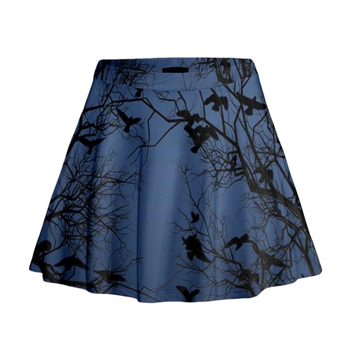 Crow flock  Mini Flare Skirt