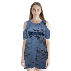 Crow Flock  Shoulder Cutout Velvet  One Piece by Valentinaart