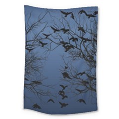 Crow Flock  Large Tapestry by Valentinaart