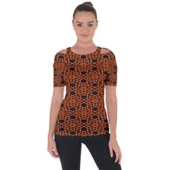 Triangle Knot Orange And Black Fabric Short Sleeve Top