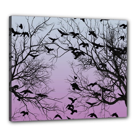 Crow Flock  Canvas 24  X 20  by Valentinaart