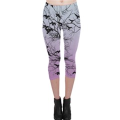 Crow Flock  Capri Leggings  by Valentinaart