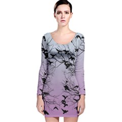 Crow Flock  Long Sleeve Velvet Bodycon Dress by Valentinaart