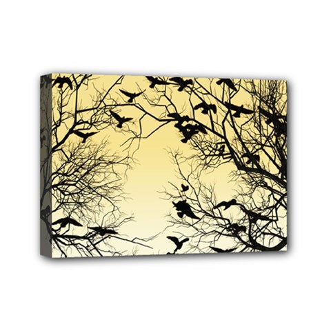 Crow Flock  Mini Canvas 7  X 5  by Valentinaart