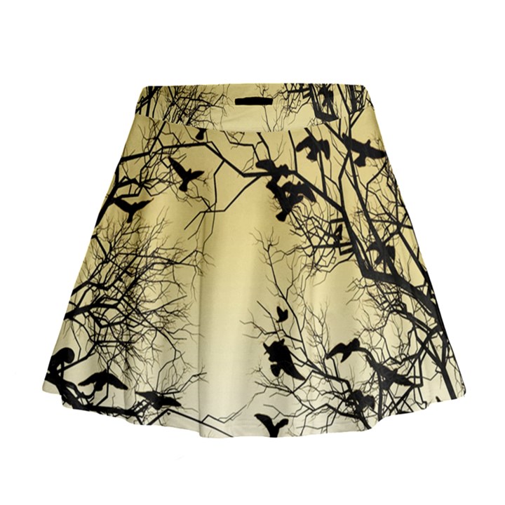 Crow flock  Mini Flare Skirt