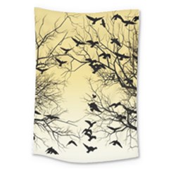 Crow Flock  Large Tapestry by Valentinaart