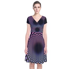 Spider Web Short Sleeve Front Wrap Dress by BangZart