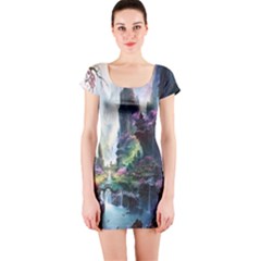 Fantastic World Fantasy Painting Short Sleeve Bodycon Dress by BangZart