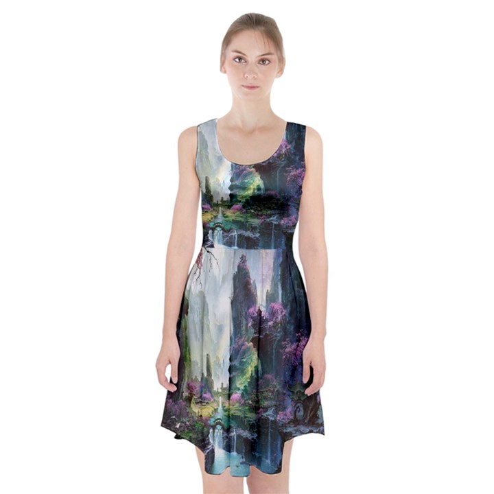 Fantastic World Fantasy Painting Racerback Midi Dress