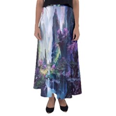 Fantastic World Fantasy Painting Flared Maxi Skirt