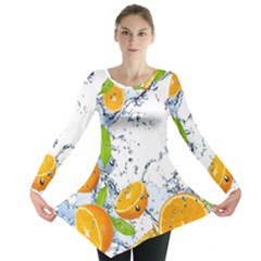 Fruits Water Vegetables Food Long Sleeve Tunic  by BangZart