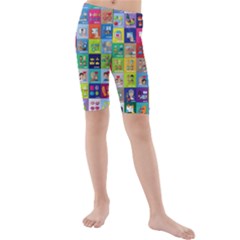 Exquisite Icons Collection Vector Kids  Mid Length Swim Shorts by BangZart