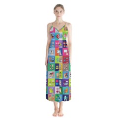 Exquisite Icons Collection Vector Button Up Chiffon Maxi Dress