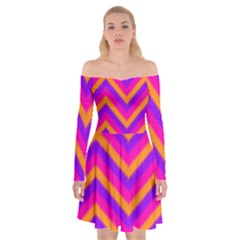 Chevron Off Shoulder Skater Dress by BangZart