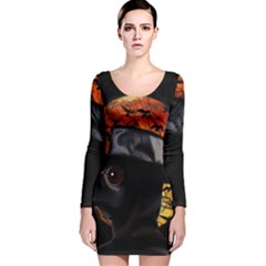 Bird-man  Long Sleeve Velvet Bodycon Dress by Valentinaart