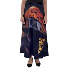 Bird-man  Flared Maxi Skirt by Valentinaart