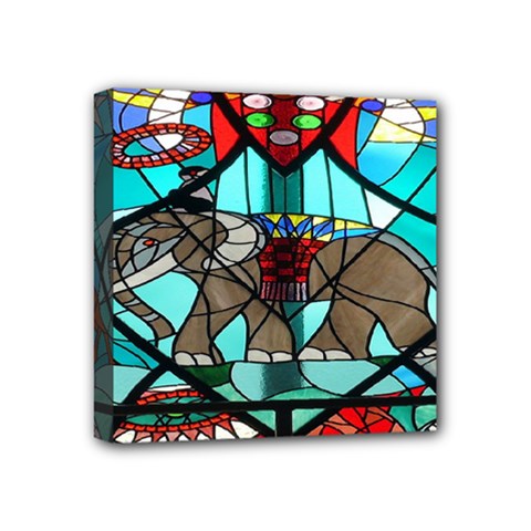 Elephant Stained Glass Mini Canvas 4  X 4  by BangZart