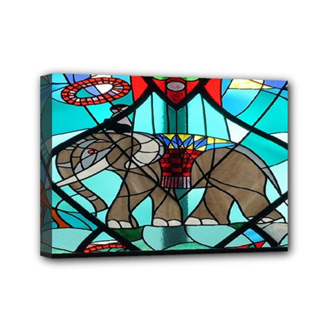 Elephant Stained Glass Mini Canvas 7  X 5  by BangZart