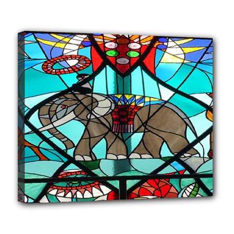 Elephant Stained Glass Deluxe Canvas 24  X 20   by BangZart