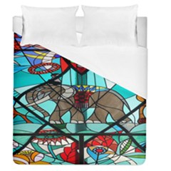 Elephant Stained Glass Duvet Cover (queen Size) by BangZart