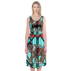 Elephant Stained Glass Midi Sleeveless Dress by BangZart