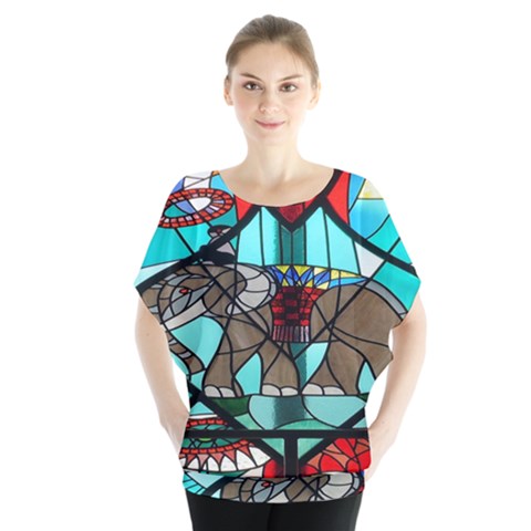 Elephant Stained Glass Blouse by BangZart