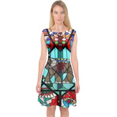 Elephant Stained Glass Capsleeve Midi Dress by BangZart