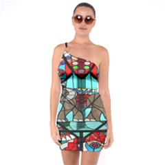 Elephant Stained Glass One Soulder Bodycon Dress