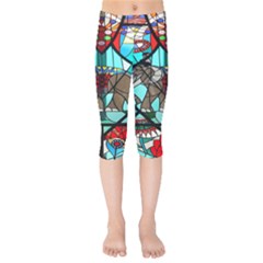 Elephant Stained Glass Kids  Capri Leggings 