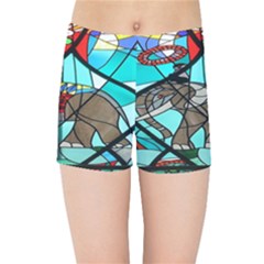 Elephant Stained Glass Kids Sports Shorts