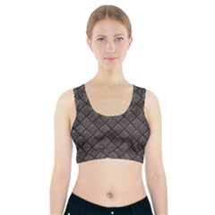 Seamless Leather Texture Pattern Sports Bra With Pocket