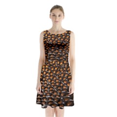 Digital Blasphemy Honeycomb Sleeveless Waist Tie Chiffon Dress by BangZart