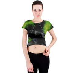 Bird-man  Crew Neck Crop Top by Valentinaart