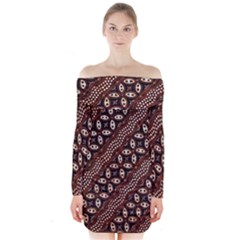 Art Traditional Batik Pattern Long Sleeve Off Shoulder Dress by BangZart