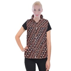 Art Traditional Batik Pattern Women s Button Up Puffer Vest by BangZart