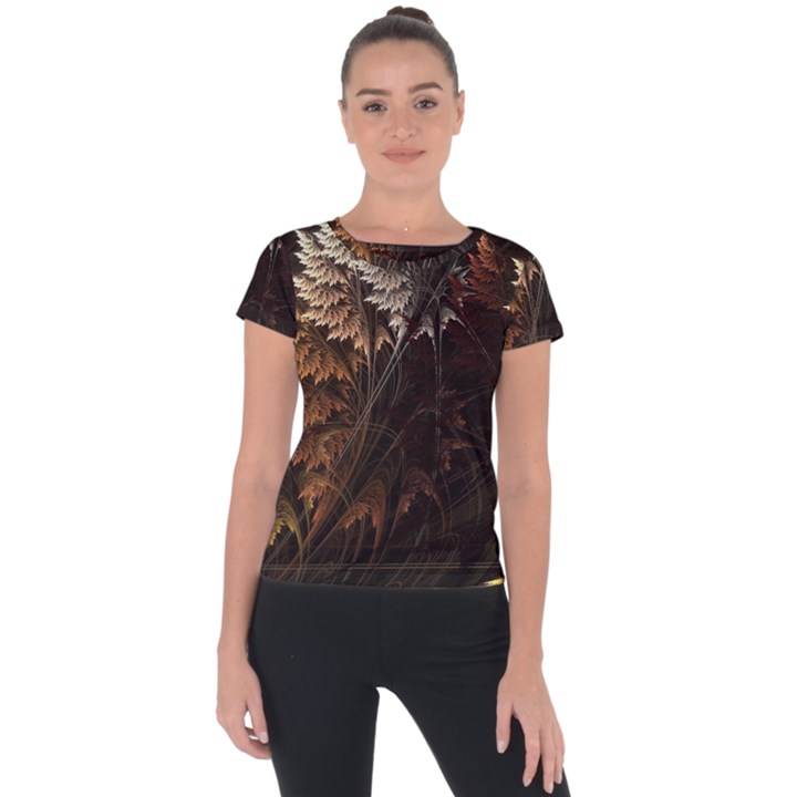 Fractalius Abstract Forests Fractal Fractals Short Sleeve Sports Top 