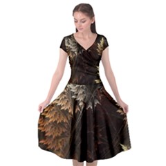 Fractalius Abstract Forests Fractal Fractals Cap Sleeve Wrap Front Dress