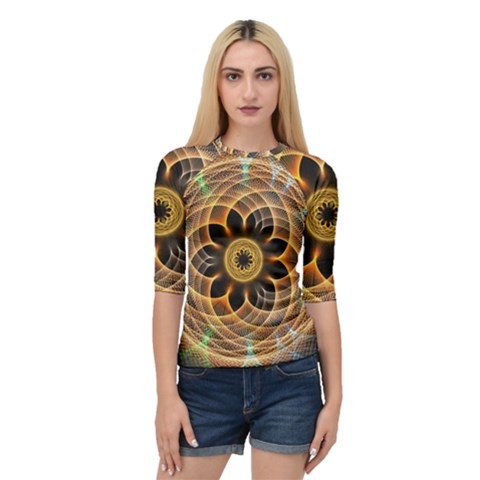 Mixed Chaos Flower Colorful Fractal Quarter Sleeve Tee by BangZart