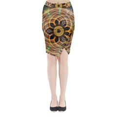 Mixed Chaos Flower Colorful Fractal Midi Wrap Pencil Skirt by BangZart