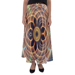 Mixed Chaos Flower Colorful Fractal Flared Maxi Skirt