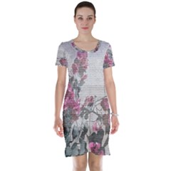 Shabby Chic Style Floral Photo Short Sleeve Nightdress