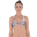 Shabby Chic Style Floral Photo Halter Neck Bikini Top View1