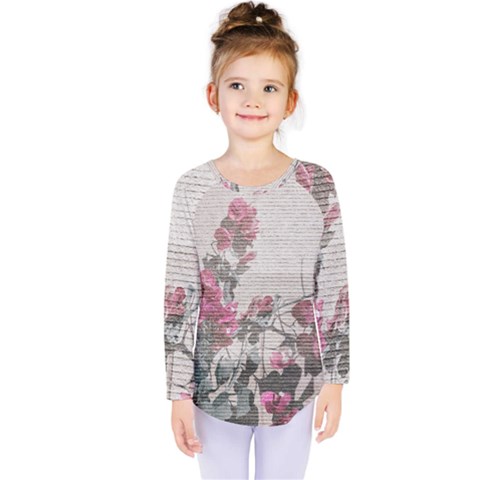 Shabby Chic Style Floral Photo Kids  Long Sleeve Tee by dflcprintsclothing