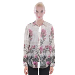 Shabby Chic Style Floral Photo Womens Long Sleeve Shirt