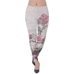 Shabby Chic Style Floral Photo Velvet Leggings by dflcprintsclothing