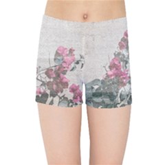 Shabby Chic Style Floral Photo Kids Sports Shorts by dflcprintsclothing