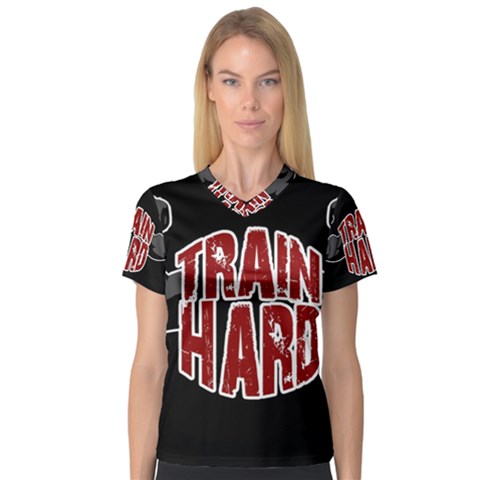 Train Hard V-neck Sport Mesh Tee by Valentinaart